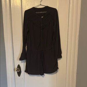 LOFT Charcoal Long-Sleeve Romper